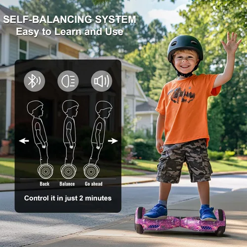 Miniatura 3 de Kids Scooter with Bluetooth Speaker & Corlorful LED Lights, Dual 250W Motor 7.5 Mph Speed, Gifts for All Ages púrpura (Galaxy Purple)