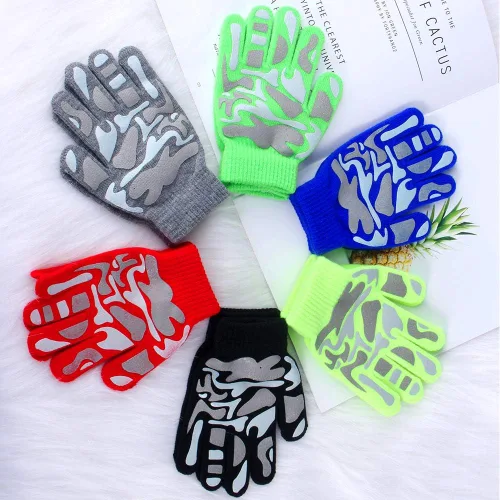 Miniatura 18 de Hicdaw 6 pares de guantes de invierno para niños, guantes de punto elásticos y cálidos para niños o niñas