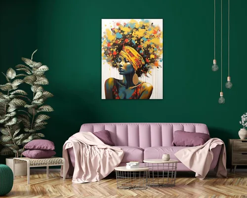Miniatura 250 de Arte de pared afroamericano, decoración de rey y reina bailarín negro para sala de estar, arte de pareja de amor negro para dormitorio, lienzo