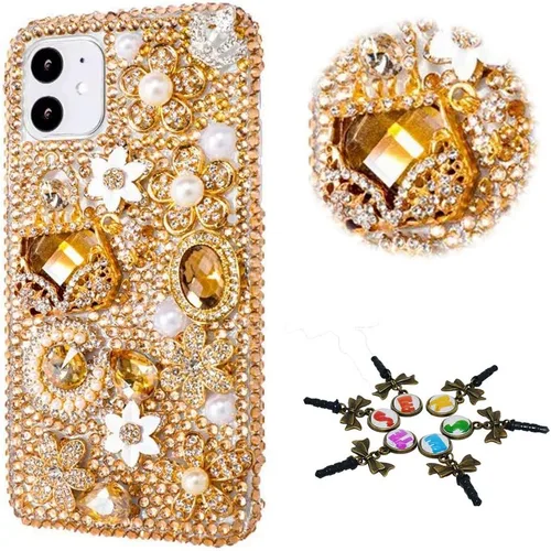 Miniatura 60 de Sparkle - Funda para teléfono compatible con Samsung Galaxy A12, elegante, hecha a mano en 3D, diseño de diamantes de imitación, diseño de diamantes