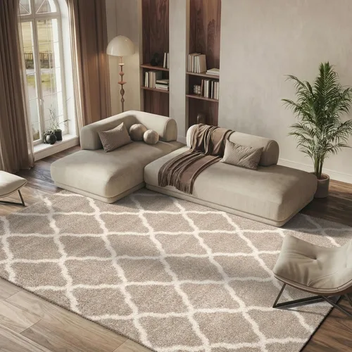 Miniatura 42 de SAFAVIEH Hudson Shag Collection - Alfombra extragrande de 11 x 15 pies, diseño de enrejado, no desprende pelusa y de fácil cuidado, 2 pulgadas