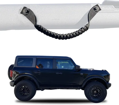Miniatura 5 de Manijas de Agarre para Barra Antivuelco de Paracord para Accesorios Ford Bronco 2021 2022 2023 2024 2025 2 Puertas 4 Puertas, Paquete de 4 (Negro)