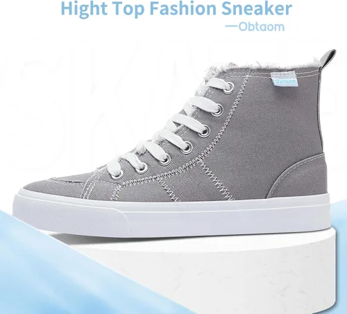 Miniatura 42 de Obtaom Zapatos de lona de alta calidad para mujer/hombre para jugar a media pantorrilla, zapatillas de deporte de moda casuales con cordones de alta