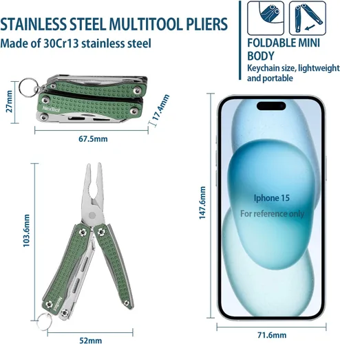 Miniatura 2 de NEXTOOL EDC Llavero Multiherramienta, 10 en 1 Mini Cuchillo de Bolsillo Multiherramienta con Alicates de Punta Fina, Tijeras, Mini Gadgets Útiles