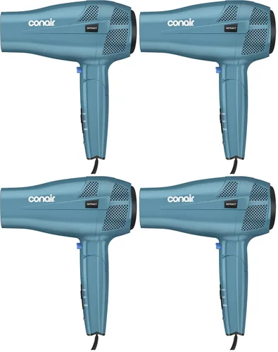 Miniatura 9 de Secador de pelo iónico Conair de 1875 W con mango plegable y guardacables, Azul Cable retráctil con mango plegable de doble voltaje de 1875 W