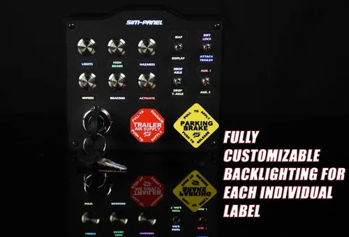 Miniatura 2 de Caja de botones SIM-PANEL HT/HTE para American Truck Simulator (Caja de botones ATS/ETS2) (CON ILUMINACIÓN TRASERA PERSONALIZABLE)