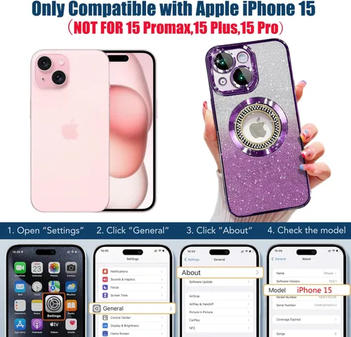 Miniatura 435 de Misscase Funda magnética con purpurina para iPhone 11 compatible con MagSafe, protección completa, delgada, a prueba de golpes, antiarañazos