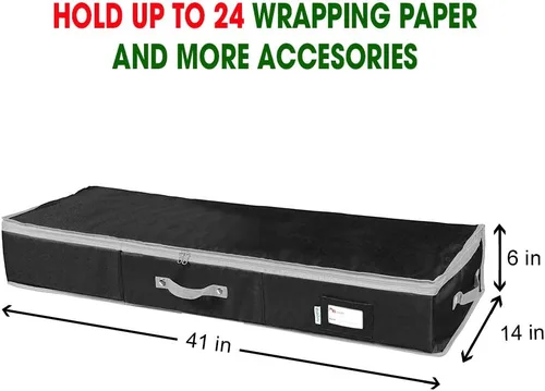Miniatura 2 de Contenedor de almacenamiento de papel de regalo, organizador de papel de regalo debajo de la cama, 41 x 14 x 6 pulgadas, soporte de caja para 18 a