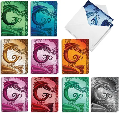 Miniatura 7 de The Best Card Company - 20 tarjetas de notas en blanco con monograma de colores surtidos, caja personal estacionaria a granel de 4 x 5.12 pulgadas