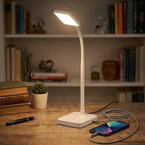 Miniatura 2 de MaxLite LAMPARA DE Escritorio LED 4W Delgado 3000K, Puerto USB, Acabado Blanco