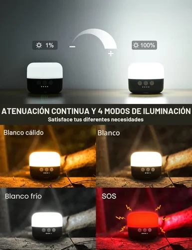Miniatura 4 de Linterna LED para Campamento Recargable 1000LM, Hasta 300H de Tiempo de Funcionamiento Luz de Tienda de Campamento, Luz Colgante de Emergencia