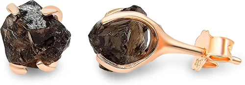 Miniatura 110 de Aretes de piedra preciosa natural en bruto con oro rosa sobre plata de ley 925, 6 a 0.276 in, regalo de piedra de nacimiento de calidad genuina