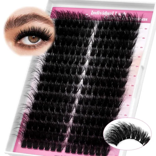 Miniatura 90 de Racimos de pestañas 10-16mm 144 piezas Bandeja mixta Pestañas individuales Rizo D Pestañas individuales en racimo Extensiones de pestañas