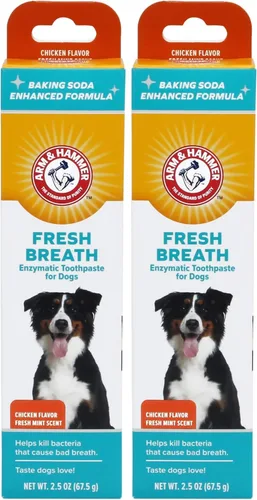 Miniatura 12 de Arm & Hammer Pasta de dientes enzimática de aliento fresco para perros, sabor a vainilla y jengibre, bicarbonato de sodio, gel dental que elimina