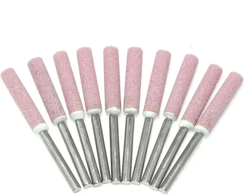 RLECS 10pcs motosierra cabeza de molienda 3/16 "lima de piedra de molienda para moler agujeros profundos en maquinaria, rodamientos, moldes, piezas