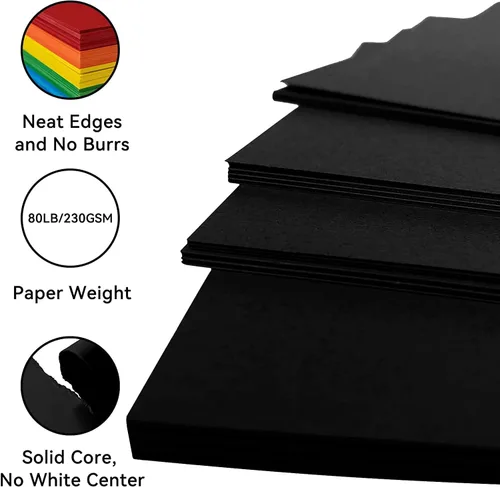 Miniatura 2 de 30 hojas de papel de cartulina negro, cartulina de 11 x 17 pulgadas para Cricut, papel de construcción grueso para hacer tarjetas, álbumes