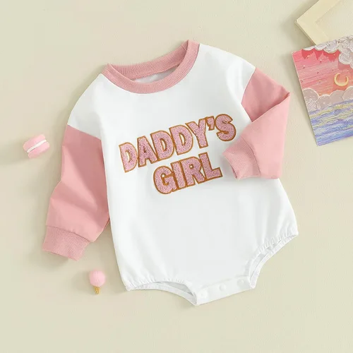 Miniatura 3 de Ropa de bebé recién nacida, ropa para niña con estampado de papi, sudadera bordada, mameluco de manga larga