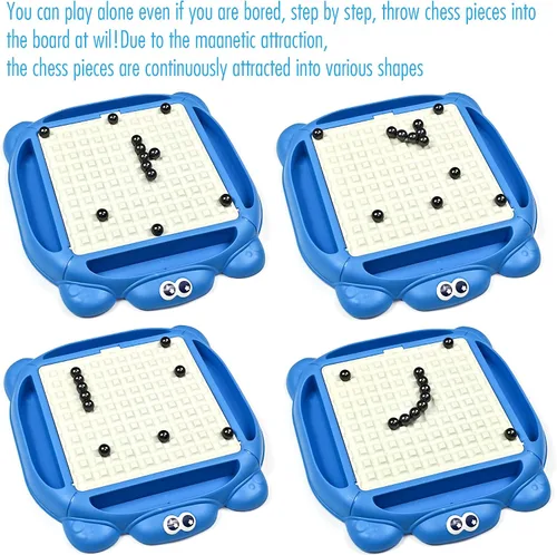 Miniatura 6 de Juego de ajedrez magnético, juego de mesa magnético con tablero y 40 piedras, innovador juego de rompecabezas de estrategia magnética para niños