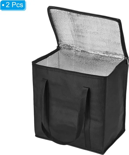 Miniatura 3 de PATIKIL Bolsa de comestibles reutilizable aislada, bolsa térmica aislada para entrega de alimentos con cremallera plegable para transporte frío