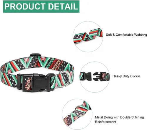 Miniatura 88 de Mercano Collar ajustable para perro, patrones de diseño especial, nailon suave, cómodo y resistente, collar para mascotas para perros pequeños