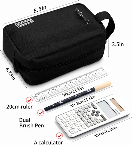 Miniatura 5 de Sooez Estuche para lápices original de alta capacidad, bolsa grande para lápices, estuche organizador para bolígrafos, suministros estéticos