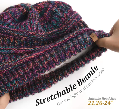 Miniatura 23 de FURTALK Gorros de invierno para mujer, con forro polar, gorro de punto holgado y cálido, gorro de esquí
