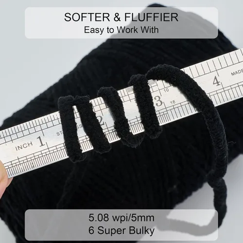 Miniatura 2 de Hilo de Chenilla Grueso para Tejer/Crochet Manta de Bebé, Hilo Elegante para Amigurumi #6 Súper Voluminoso Extra Grueso Suave Esponjoso Hilo Grande