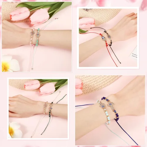 Miniatura 4 de 24 pulseras mexicanas de mal de ojo pulsera ajustable con nudo de cuerda Mal de Ojo pulseras hechas a mano con cuentas de amuleto de la suerte