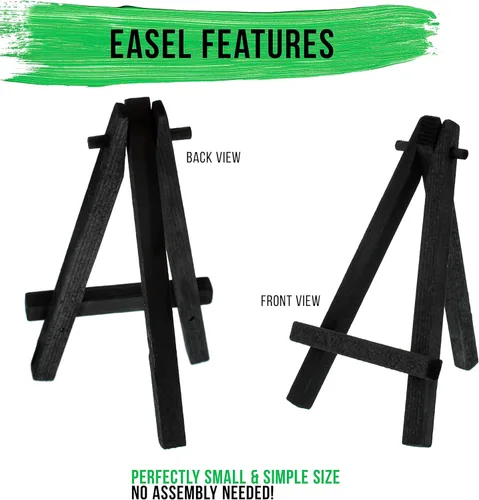 Miniatura 3 de U.S. Art Supply Lienzo estirado de 3 x 3 pulgadas con kit de mini caballete de 5 pulgadas (paquete de 12) - Soporte de mesa de madera negra