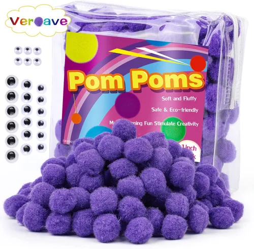 Miniatura 12 de Veroave Pompones azul oscuro, 150 pompones de 1 pulgada para manualidades, bolas de soplo, artes y manualidades, para decoración de manualidades