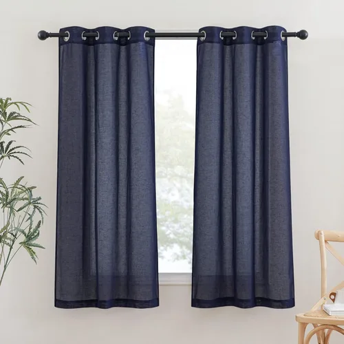 Miniatura 89 de NICETOWN Cortinas de lino traslúcidas con textura de lino de 84 pulgadas de largo, con ojales semitraslúcidos, tratamientos de ventana, privacidad