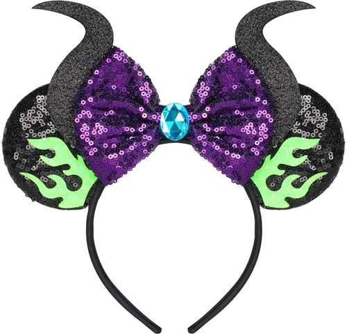 Miniatura 16 de FANYITY - Orejas de ratón, diadema con lentejuelas brillantes para cosplay de ratón para niños, niñas y mujeres, para Halloween y viaje a Disney
