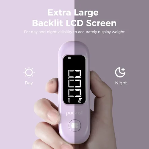 Miniatura 2 de pack all Báscula de equipaje de 110 libras, báscula digital de equipaje de mano, báscula de peso para maleta de viaje con pantalla LCD, batería