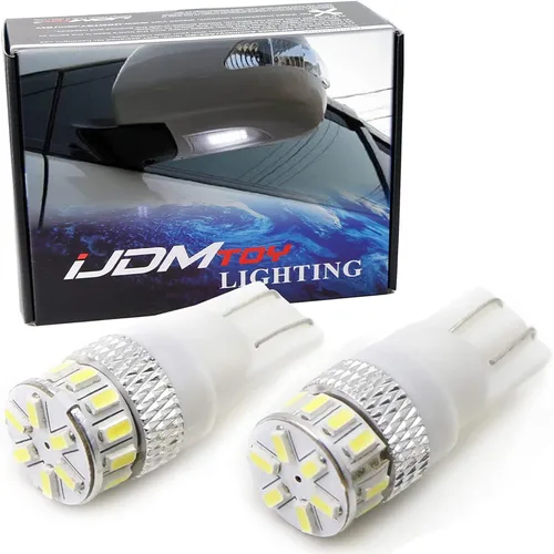 iJDMTOY Bombillas de repuesto 12-SMD 168 194 2825 T10 compatibles con luces de charco de espejo lateral de automóvil, SUV, camión, blanco xenón