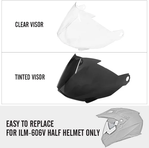 Miniatura 6 de ILM 606V - Cascos de motocicleta para todoterreno, motocross, ATV, Dirtbike, con visor solar, doble deporte, negro con pantalla tintada
