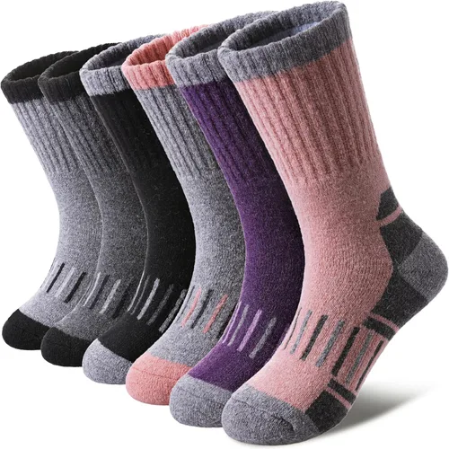 Calcetines de senderismo de lana merino para niños y niñas, para invierno, cálidos, gruesos, térmicos, calcetines de regalo, 6 pares
