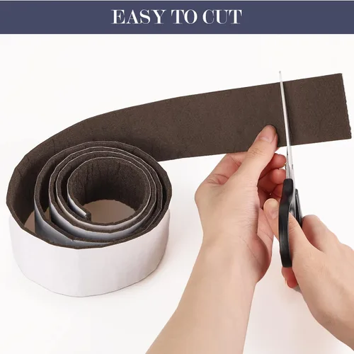 Miniatura 5 de Pllieay Paquete de 2 rollos de tiras de fieltro con respaldo adhesivo, almohadillas de fieltro para muebles de uso pesado para pisos de madera dura