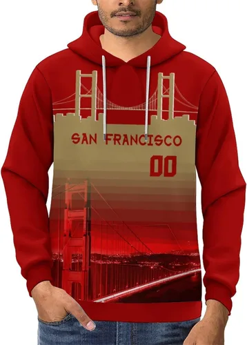 Miniatura 108 de Custom Football Hoodies City Night Skyline Personalized Sweatshirt Name Number Fan Gift Pullover for Men Women Youth