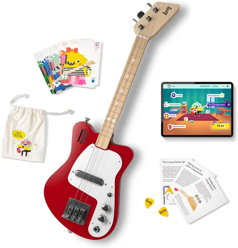 Miniatura 10 de Loog - Guitarra eléctrica mini para niños principiantes con amplificador incorporado, a partir de 3 años, aplicación de aprendizaje y lecciones Verde