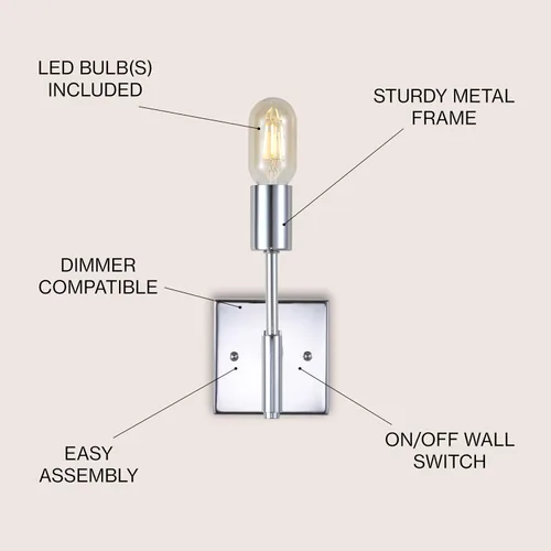 Miniatura 3 de JONATHAN Y Aplique de pared LED cromado de 5 pulgadas, lámpara de pared moderna con cable para baño, espejo de tocador, dormitorio, pasillo