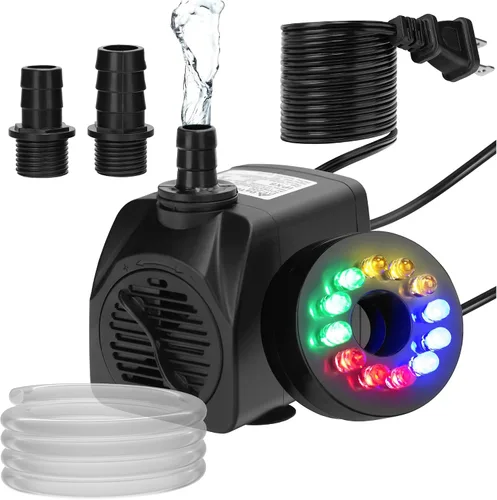 Miniatura 8 de DaToo Mini bomba de agua sumergible con luz LED 50gph 3W pequeña bomba de agua ultra silenciosa con tubo para acuario tanque de peces estanque al