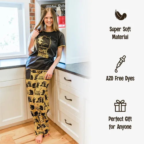 Miniatura 6 de Lazy One Conjunto de pijama para mujer, manga corta con bonitos estampados, ajuste relajado