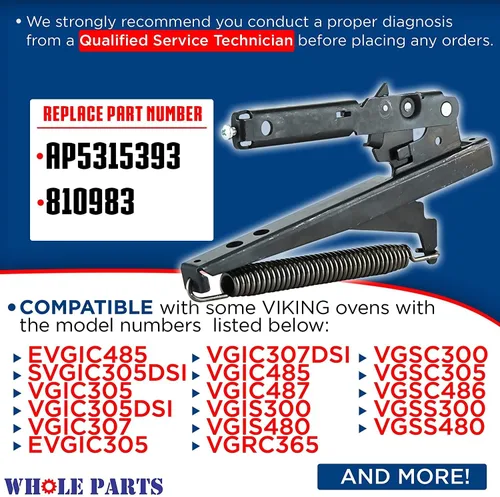 Miniatura 2 de Bisagra para puerta de horno Whole Parts mejorada (negro) Parte # PC020007 [versión mejorada más fuerte], repuesto y compatible con algunos hornos
