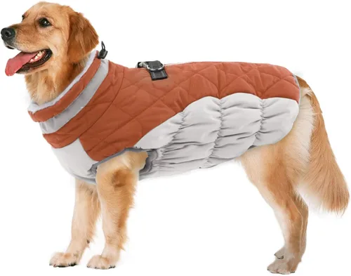 Miniatura 44 de Lelepet Abrigo cálido para perro, abrigo de invierno para perro, chaqueta impermeable para perros con arnés incorporado, chaleco reflectante