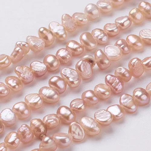 Miniatura 10 de Beadthoven - 140 unidades de 2 hebras de perlas de agua dulce cultivadas naturales de 4 a 0.197 in, perlas blancas sueltas para manualidades, 0