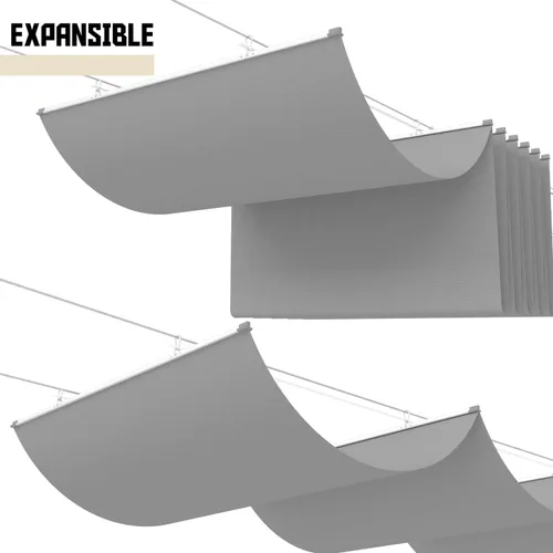 Miniatura 7 de Patio Cubierta de Sombra Impermeable para Pérgola de 4 pies de ancho x 12 pies de largo, Repuesto de Toldo Retráctil, Cubiertas de Tela para Gris