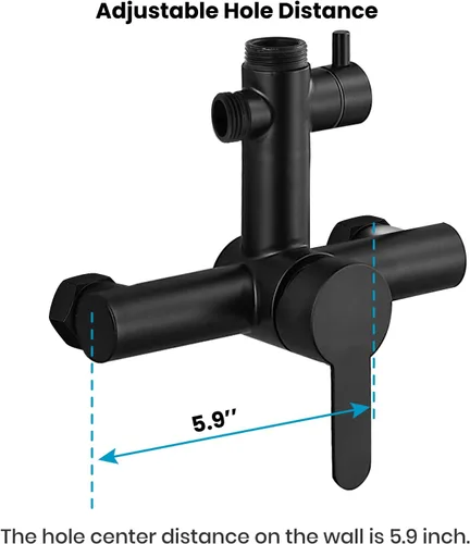 Miniatura 3 de gotonovo Cuerpo de válvula principal de acero inoxidable SUS304 adecuado para accesorio de ducha al aire libre, mango único de dos funciones, negro
