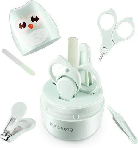 Cortauñas para bebé, kit de uñas seguro 4 en 1 con bonito estuche, cortaúñas, tijeras, pinzas, juego de lima de uñas para recién nacidos, bebés,
