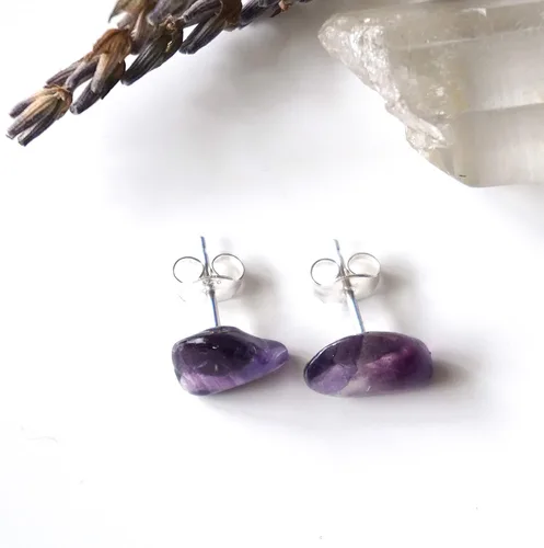 Miniatura 15 de Pendientes de tuerca de cristal de piedra natal aleternativa para mujer y hombre