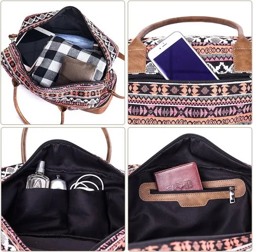 Miniatura 4 de MyMealivos Bolsa de lona para el fin de semana o viaje durante la noche bolsa de tela de lana gruesa con bolsa para zapatos